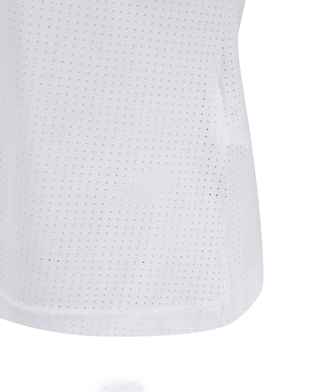 ANEW Golf Women's All Ventilation Collar Short T-Shirt in White, showcasing its stylish design and breathable fabric.